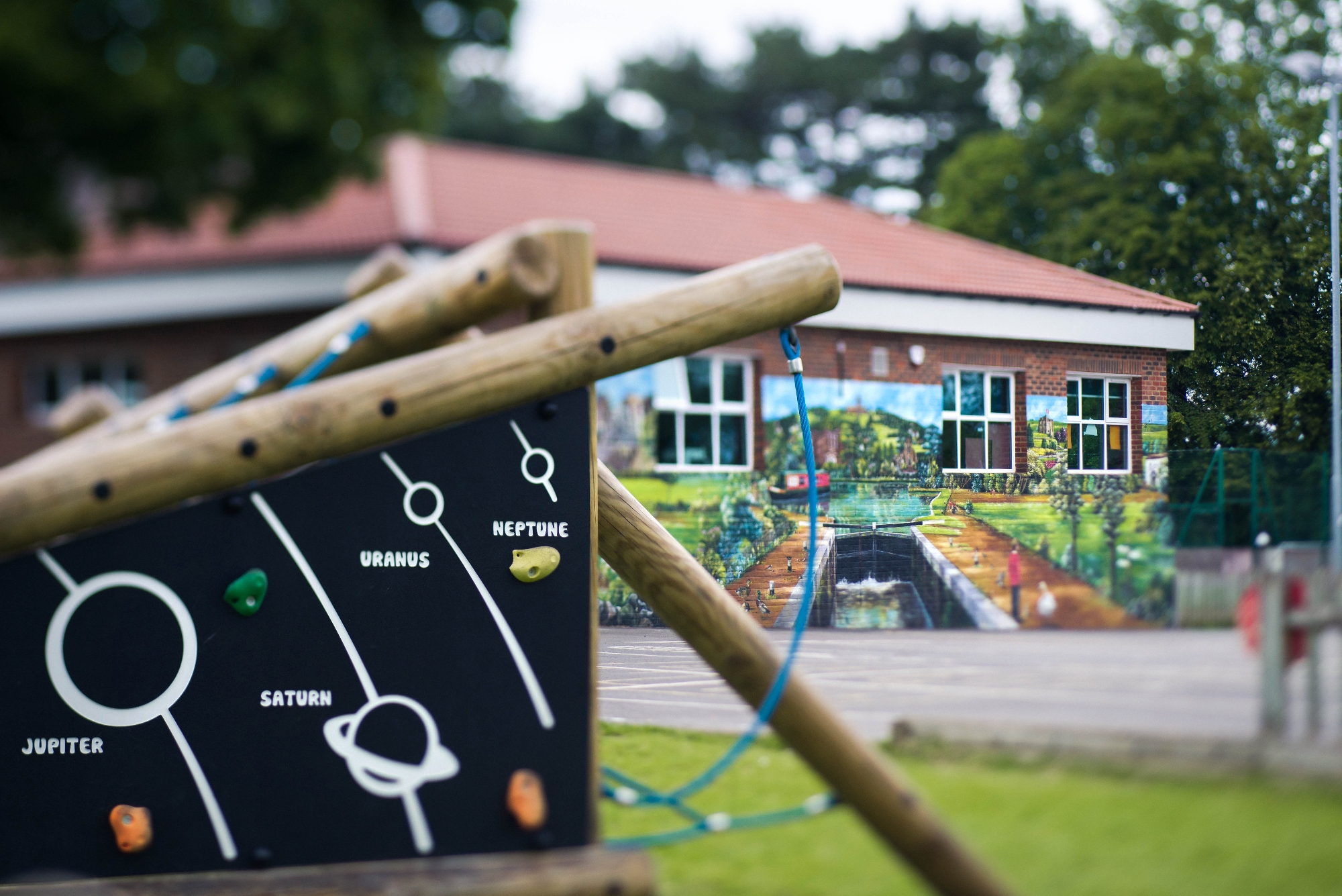 School building and playground