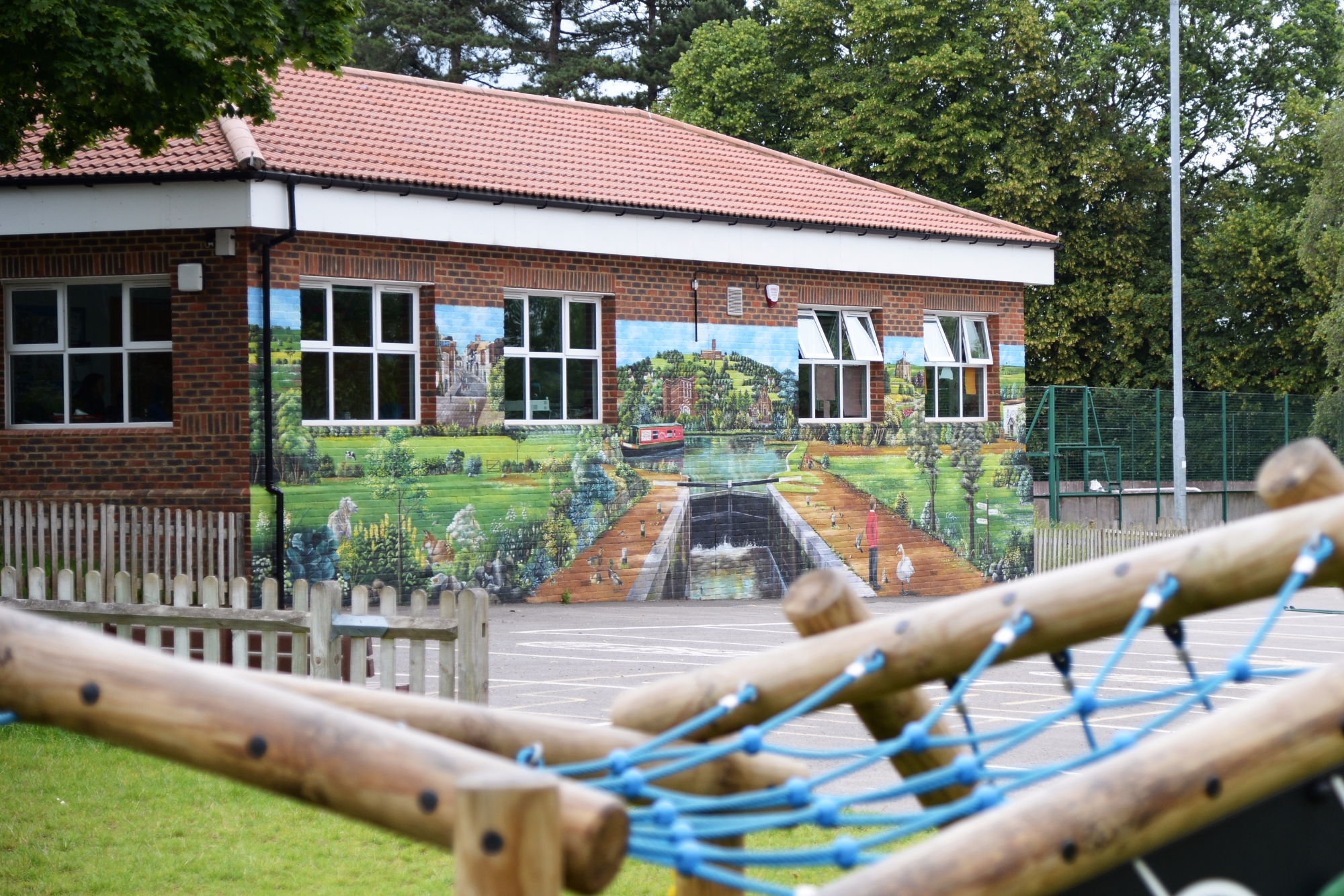 School building and playground
