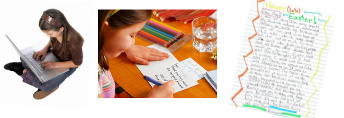 photos of children writing letters
