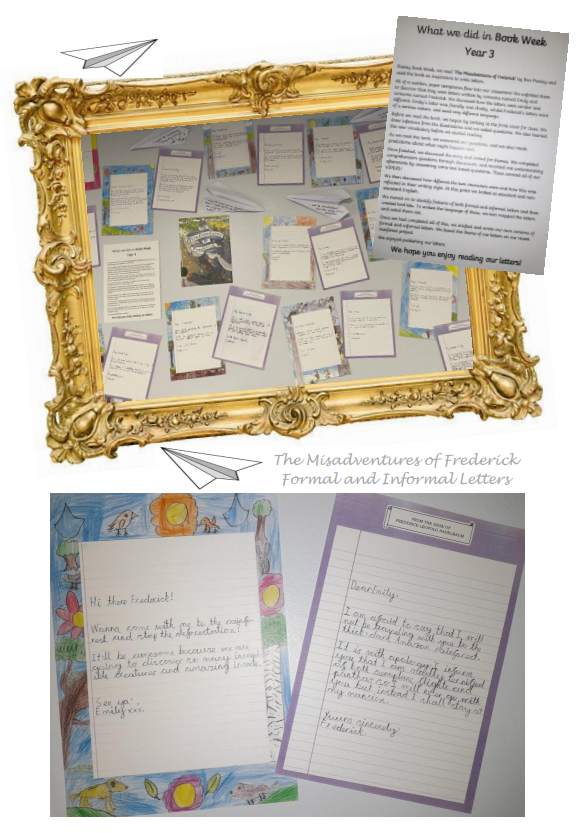 Photos of school displays of children's written work