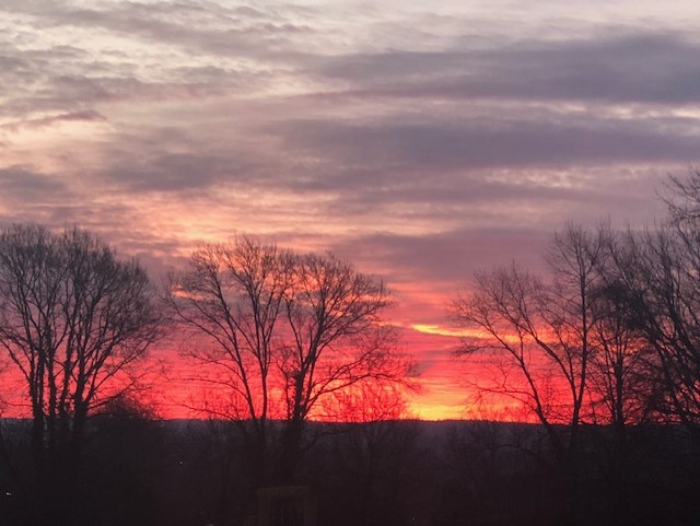 school playground with morning sunrise in the sky